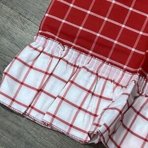 Set 2 Sears Perma Prest Red White Plaid Fashion Curtain Panels 30" Rod Pocket